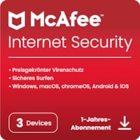 McAfee Internet Security 3 Device Download Code (3 x, 1 J.)