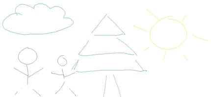 No, this is not a child's drawing, but one of my «» works. The legs of the men allow you to see where the Air Bar is lacking.