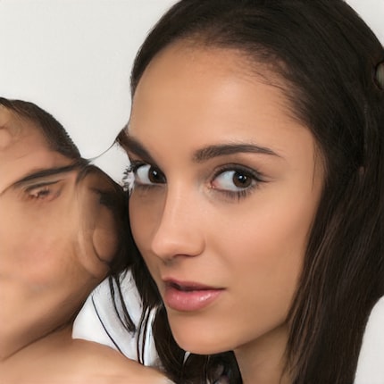 Thanks to AI, Mortimer (left in the picture) has finally found his dream woman.