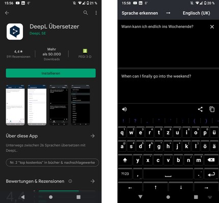 Noch fehlen gegenüber iOS bei der Android-App Funktionen wie die «Foto-Text-Übersetzung».