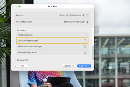 Con Epson le impostazioni della carta sono ben nascoste in «Impostazioni di stampa».