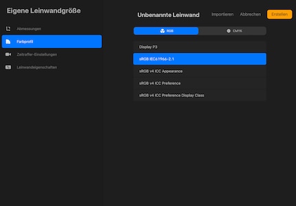 Qui decidi il profilo di colore, a seconda della situazione iniziale del tuo lavoro: digitale o di stampa.