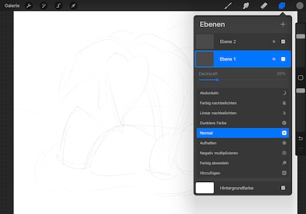 Riduci leggermente l'opacità. Questo ti permette di concentrarti sul nuovo livello sovrastante.