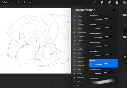 Usa la matita 6B per creare lo schizzo dell'isola dei tuoi sogni.